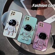 3D Astronaut Stand Casing Samsung A12 Case Samsung A22 M32 A32 A52 A52s A02s A03s A750 A7 2018 Case Full Coverag Cute Casing Camera Protection Cute Phone Holder