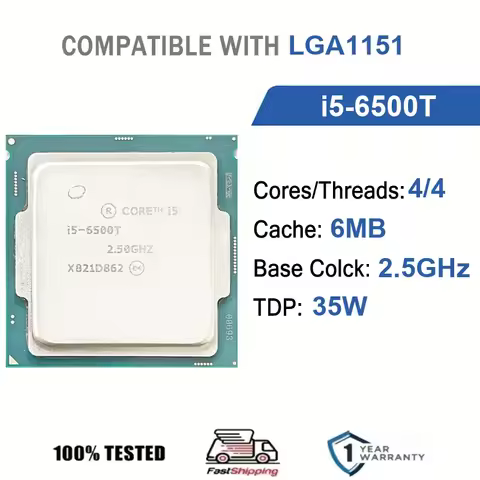 Intel Core i5-6500T 4 Core 4 Thread 2.50GHz 35W 6MB Cache 14nm LGA1151 SR2BS DDR4-2133 MHz Skylake H