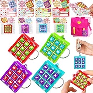 AMENON 24 Pack Valentines Cards for Kids Prefilled Valentines Gifts with Tic Tac Toe Keychains Valen