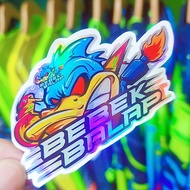 Hologram racing duck sticker