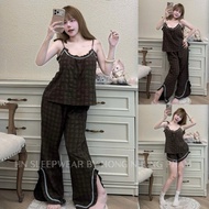 [READY] High-quality soft pajamas set with 2 plaid bow ties for luxury home, going out, going to the