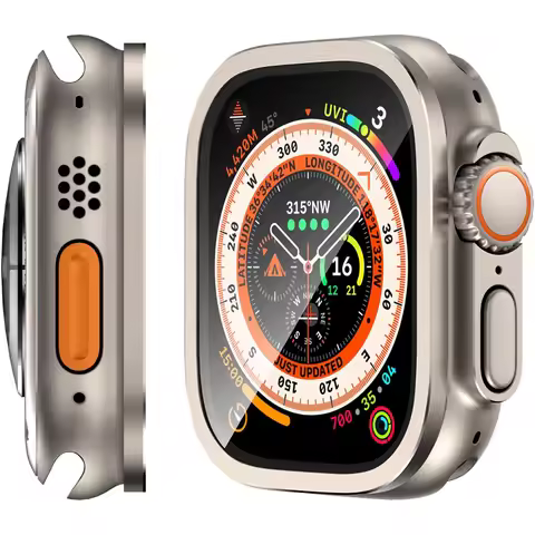 Titanium Alloy Case + Tempered Glass for Apple Watch Ultra 49mm Original Full Coverage Cover for App