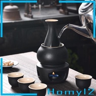 [HOMYL2] Ceramic Sake Set with Warmer Pot Warming Bowl Stove Sake Bottle Hot Sake Drink