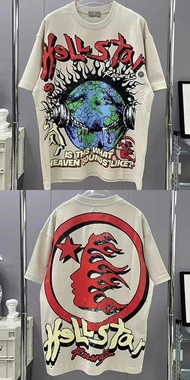 SQRF เสื้อยืดลาย Hellstar Cetakan Alfabet ฮิปฮอปเฮลส์สตาร์เสื้อยืดฤดูร้อนแขนสั้นสำหรับผู้ชายและผู้หญ