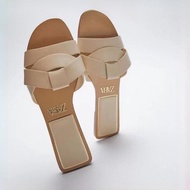 [2022 LATEST] ZARA new women'scasual slippers nude square toe sandals flat shoes