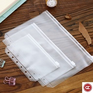 QC A5/A6/A7 Clear PVC Waterproof Bag Zipper Storage Bag 6 Hole Notebook Planner Acessories