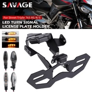 SAV For Street Triple 765 RS/R/S 660S Motorcycle Fender Eliminator Tail License Plate Holder LED Tur