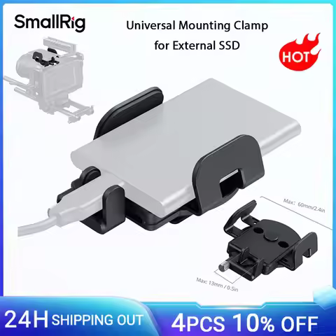 SmallRig Universal Mounting Clamp for External SSD w Cold Shoe/MagSafe Installation Methods for Sams