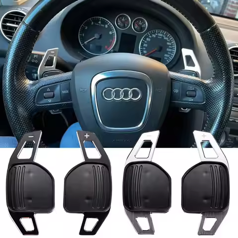 Car Styling 2Pcs For Audi A4 B8 A3 8P S3 A5 A6 S6 C6 Q5 A8 R8 TTS MK2 8J Avant DSG Steering Wheel Pa