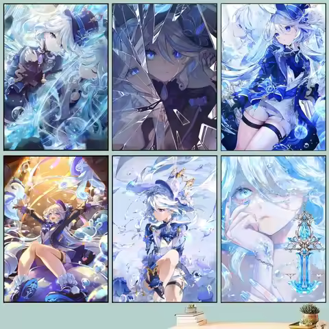 1PC Furina Poster Self-adhesive Art Waterproof Paper Sticker Coffee House Bar Room Wall Decor