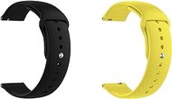 Quick Release Watch Band Compatible With Fossil Men's Sport 43 mm Silicone Watch Strap with Button Lock, Pack of 2 (Black and Yellow)