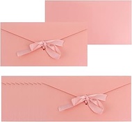 50 Pieces Pink Envelopes with Bow Tie Closure, Paper Greeting Card Holders for Invitations Mail Post