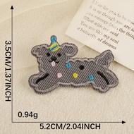 [Angel Bella DIY Handmade] AS179|Self-Adhesive Sausage Dog Patch Cloth Embroidered Canvas Bag Childr
