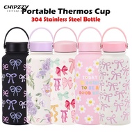 CHIPZZY Vacuum Bottle, 1000ML Portable Aquaflask Tumbler, Convenient Printed Design Bow Decoration F
