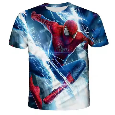 SummerKids Adults Casual T-shirt Tees Men Clothing Tshirt Fashion Hip Hop 3D Print Spiderman Avenger