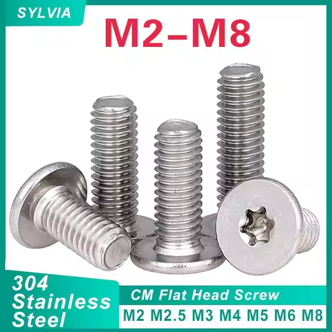 20/ 10/ 5pcs M2 M2.5 M3 M4 M5 M6 M8 CM Six-Lobe Torx Ultra Thin Super Low Flat Wafer Head Screw Bolt