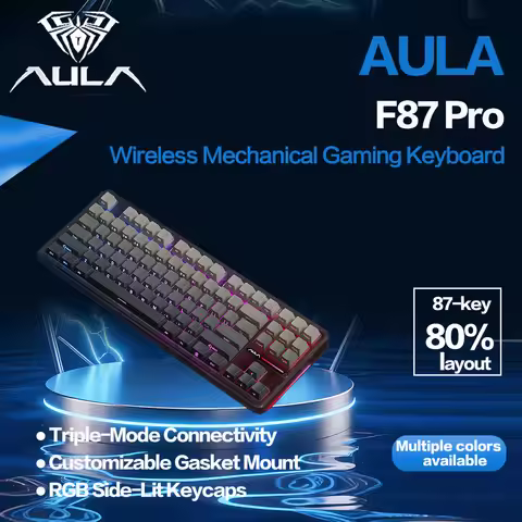 AULA F87 PRO Wired Wireless Bluetooth Tri Mode Hot Swappable Gaming Keyboard With RGB Backlight And 