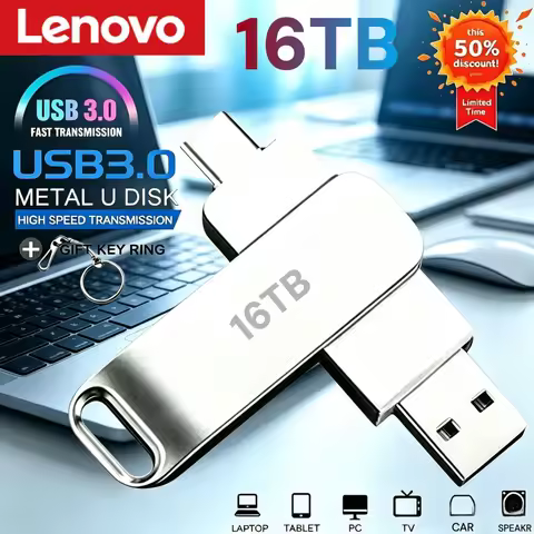 Lenovo 16TB USB 3.2 Flash Drives High Speed Transfer Metal Pendrive Memory Card Pendrive Flash Disk 