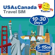 Happy USA/Canada SIM Card - แฮปปี้ เทเลคอม สหรัฐอเมริกา แคนาดา (ไม่รวมอลาสก้าและกวม) - 10-30 วัน 5-1