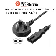 PS5 PS4 PlayStation 5 Power Cord UK 3 Pin Plug to Mains Power Cable