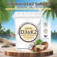 Vitamin D3 + K2 D3 And K2 (180 softgels) with Coconut MCT Oil -D310000iu K2 as MK-7 200mcg