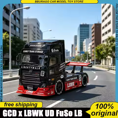 GCD × LBWK 1:64 UD Mitsubishi Fuso Heavy Tractor Trailer Diecast Model LB Widebody Modified Containe