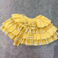 "Yellow Check Cake Skirt" Cute Yellow Skirt Checked Skirt/phoh