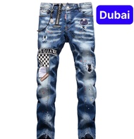 QUẦN JEAN NAM CHẤT BÒ XANH ĐẬM WASH THÊU CARO KIỂU MỚI VIP HOT TREND 2022 BD-77 CAO CẤP - DUBAI FASH