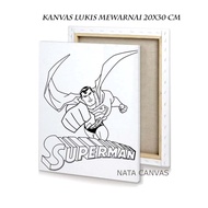 kanvas lukis mewarnai 20x30 cm / kanvas lukis sketsa - superman