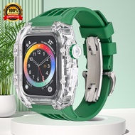 Transparent Case Change Kit Fluororubber Bracelet compatible for Apple Watch 8 7 6 SE 5 4 iWatch Series 45mm 44mm