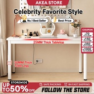【23mm Thickening】Minimalist White Table Computer Table Study Table Office Desk 50mm Thick Round Legs