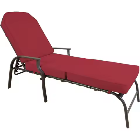 Outdoor Patio Recliner Chair - Comfortable Lounge Chair for Relaxation, Elegant Red Chaise Lounge