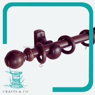 Curtain Wooden Rod Thick (33mm) And Good Quality 4ft , 5ft, 6ft , 7ft, 8ft , 9ft , 10ft (1 Set - FRE
