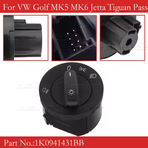 1K0941431BB Headlight Switch Fog Light Knob For VW Golf MK5 MK6 Jetta Tiguan Passat B6 CC 2004 2005 