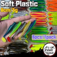 Soft Plastic Lure 8cm 6pcs/1pack Killer Soft Bait Zman Fishing Lures T tail Umpan SP Casting Siakap 