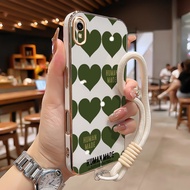 HIJAU Casing hp For VIVO Y91C Y90 Y1s Case Heart Green HangingTALI Kasing Fall Prevention Cesing ele