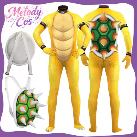 Bowser Cospaly Costume Fantasy Jumpsuit Cartoon Backpack Shoulder Bag Rucksack Men Halloween Carniva