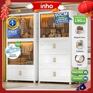 INHO L70–90cm Foldable Wardrobe Storage Cabinet Stackable Adult Kids Clothes Wardrobe Storage Box