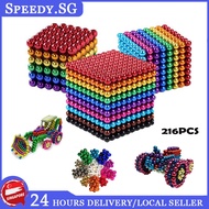 SG (Ready Stock)Magnetic Ball 216PCS   5mm Magnet Beads Cube BuildingToy   Stress Reduction ball