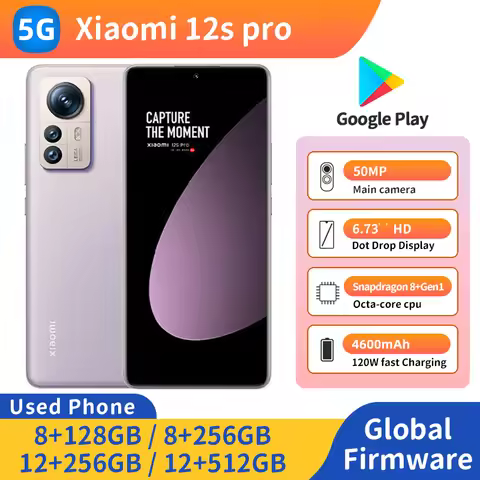 Xiaomi 12s Pro 5G used phone50MPRAM 8GB/12GB ROM 128GB/256GB/512GB 4600mAh 120w 6.73 inch 120Hz 3200