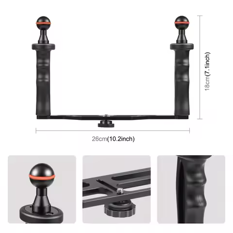 PULUZ Dual Handles Aluminium Alloy Tray Diving Camera Stabilizer for Underwater Camera Housings