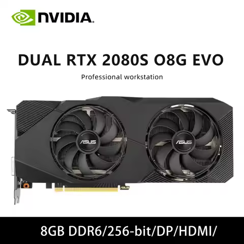 ASUS DUAL RTX 2080 SUPER O8G EVO 8GB GDDR6 256-bit Graphics Card PCI Express 3.0 HDMI DP DirectX 12 