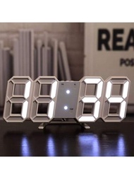 1入3d Led可調亮度時鐘,具有多種功能（日曆,鬧鐘,溫度）,簡約設計,適用於桌上或壁掛,適合家居裝飾