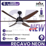 DEKA RECAVO Ceiling Fan RECAVO NEON 66 Inch 6 Blades 6 Speed DC Motor Remote Control Ceiling Fan With Light Kipas Siling