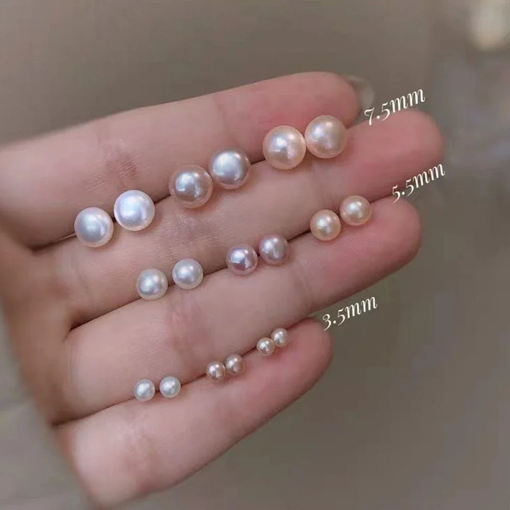 ต่างหูไข่มุกแท้ ขนาด3-7mm Natural Freshwater Pearl ฟรีกล่องค่ะ