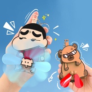 Cute Crayon Shin-chan Hand-Pressed Fan Capybara Double Leaf Folding Fan Pendant