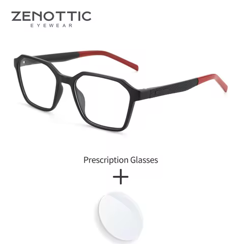 ZENOTTIC (M Size) Geometric Prescription Glasses Unisex TR90 Frame Ultra Lightweight Blue Light Bloc
