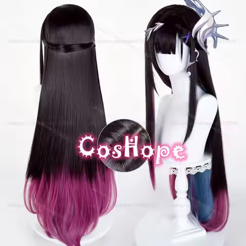 HSR Helektra Cosplay Wig Hysilens 96cm Black Purple Blue Mixed Wig Cosplay Heat Resistant Synthetic 