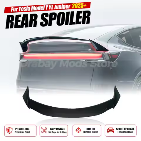 Rear Trunk Spoiler For Tesla Model Y Juniper 2025 PP Material Yofer Style Ducktail Wing Body Kit Ext