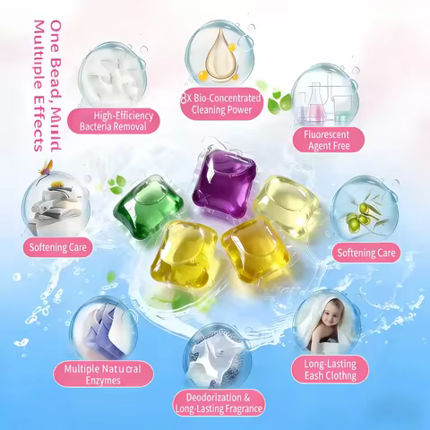 8g Giant Pods! Mixed Color Laundry Detergent Beads - 100 Count Family Pack | Super Concentrated All-